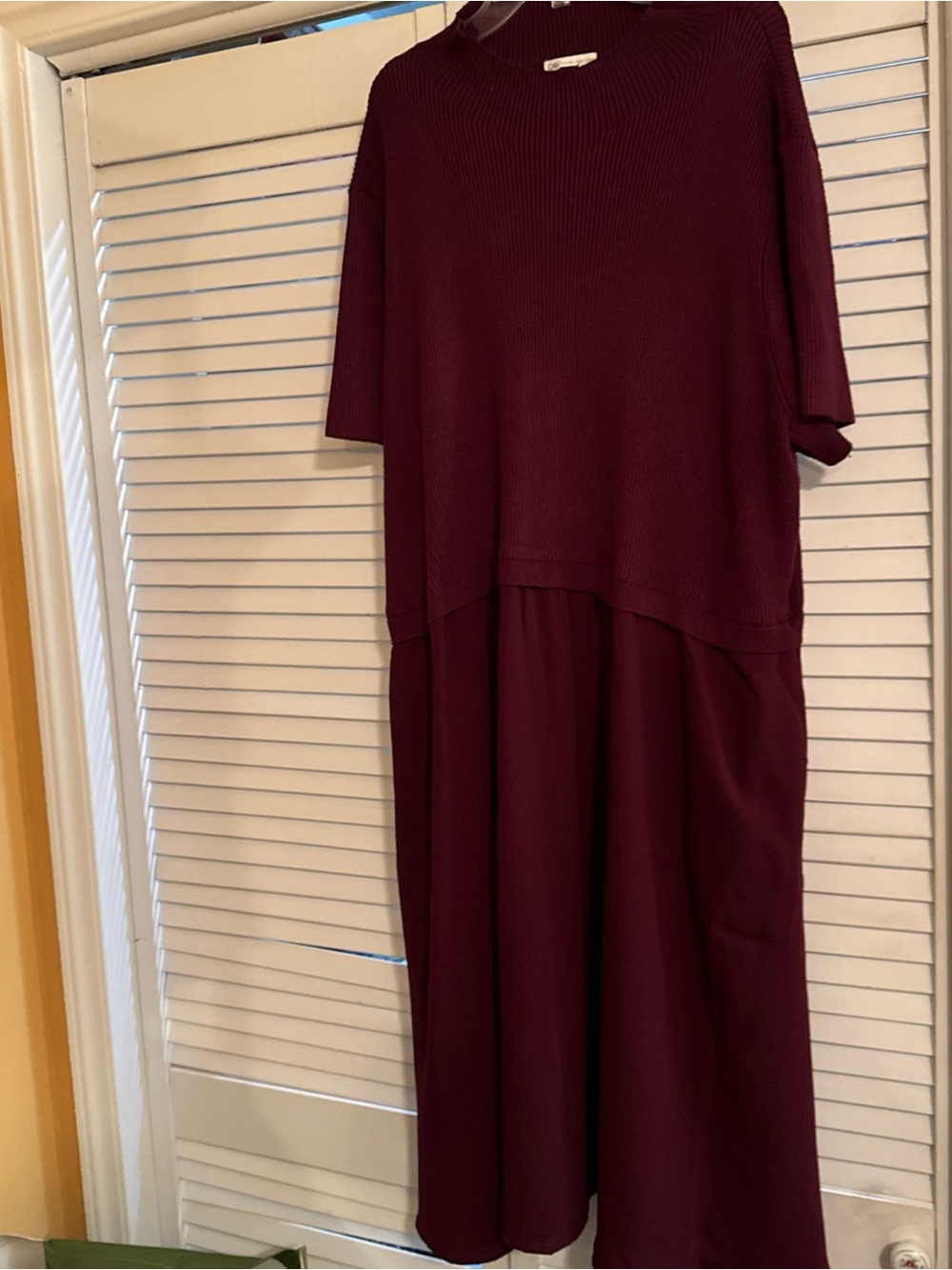 Cato Burgundy Two-Piece Knit & Woven Midi Dress